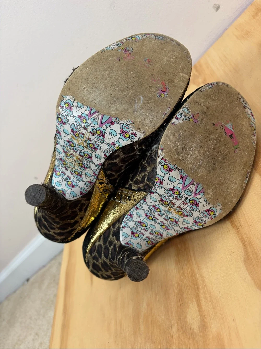 Irregular Choice Abigail's Party Retro Heels Leopard and Gold